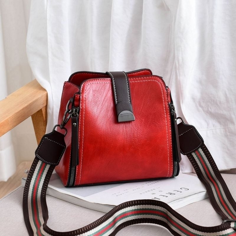 PU Female Shoulder Bags Womens Designer Messenger Bags Retro Stitching Ladies Leather Crossbody Bags Fashion Handbag for Image 4