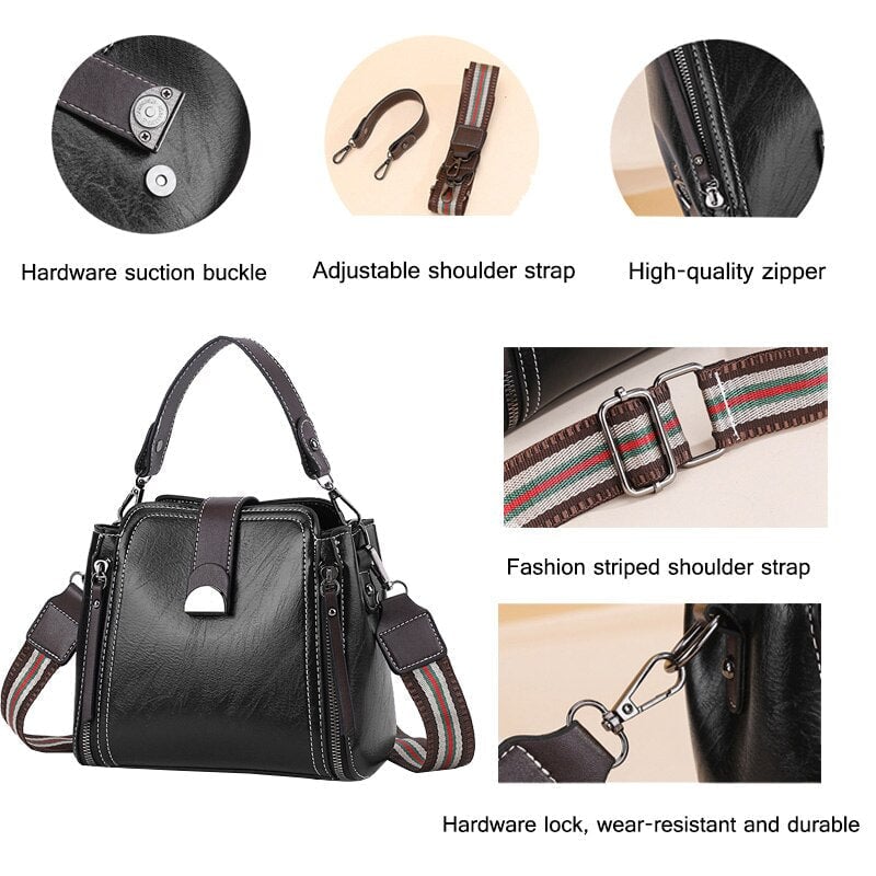 PU Female Shoulder Bags Womens Designer Messenger Bags Retro Stitching Ladies Leather Crossbody Bags Fashion Handbag for Image 10