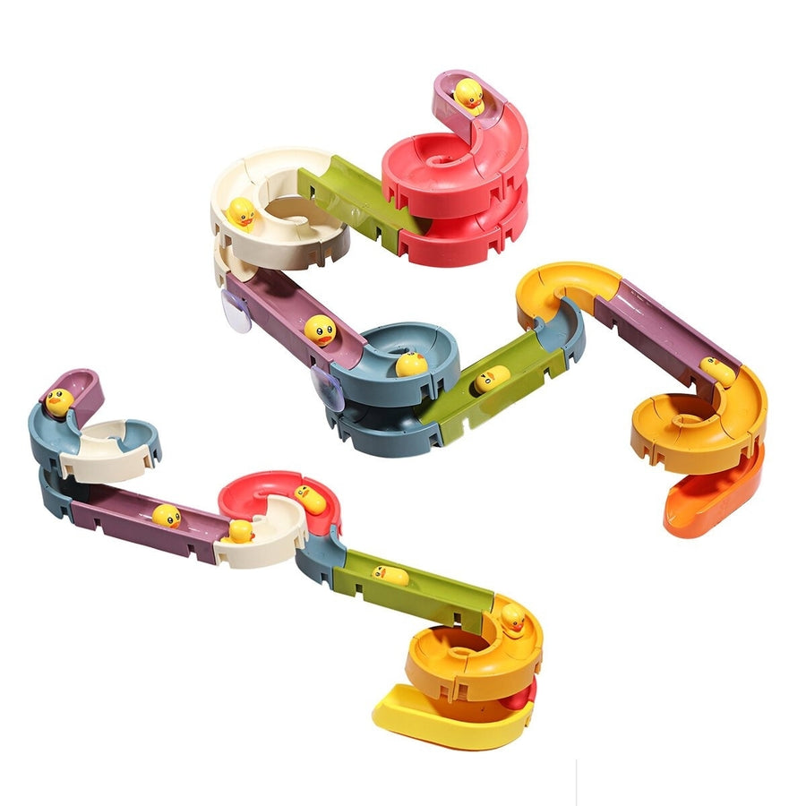 Rich Color Baby Bathroom Duck Play Water Track Slideway Game DIY Assembly Puzzle Early Education Set Toy for Kids Gift Image 1