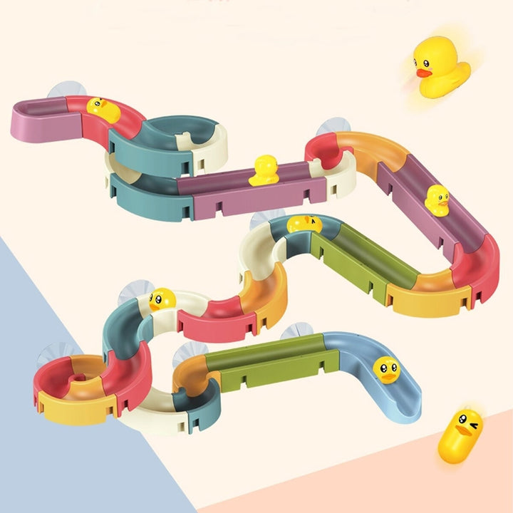 Rich Color Baby Bathroom Duck Play Water Track Slideway Game DIY Assembly Puzzle Early Education Set Toy for Kids Gift Image 3