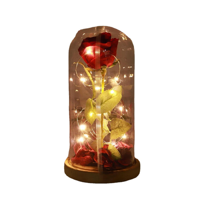 Red Forever Rose Glowing Flower Immortal Fresh Rose in Glass Mothers day Decoration Toys Image 1