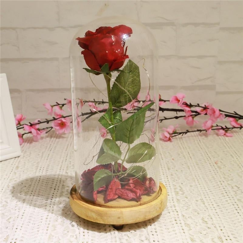 Red Forever Rose Glowing Flower Immortal Fresh Rose in Glass Mothers day Decoration Toys Image 2