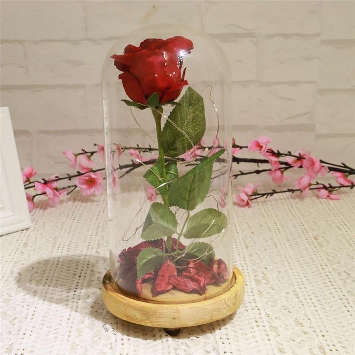 Red Forever Rose Glowing Flower Immortal Fresh Rose in Glass Mothers day Decoration Toys Image 2