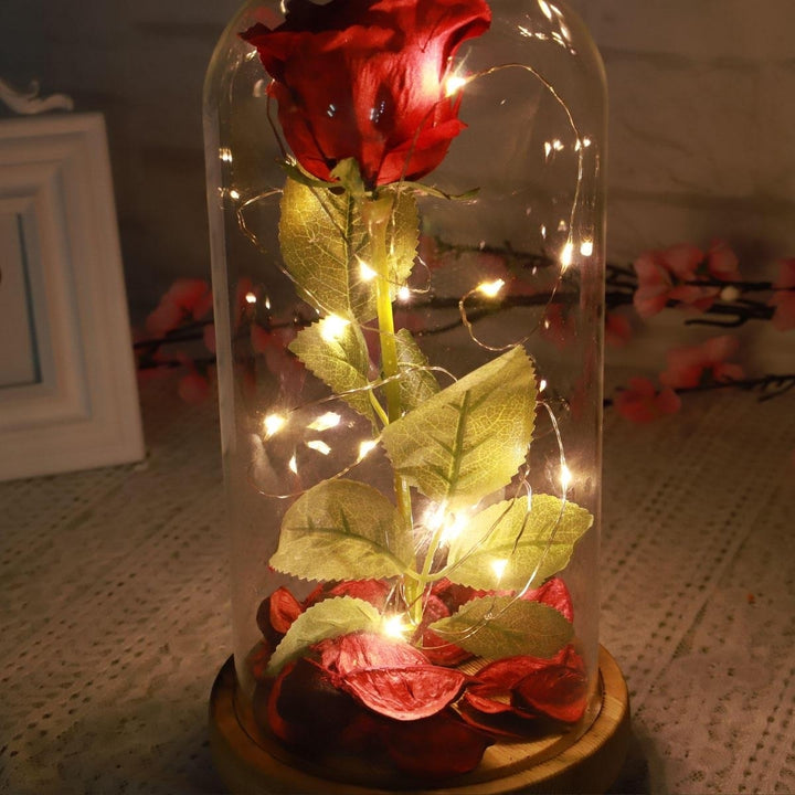Red Forever Rose Glowing Flower Immortal Fresh Rose in Glass Mothers day Decoration Toys Image 3