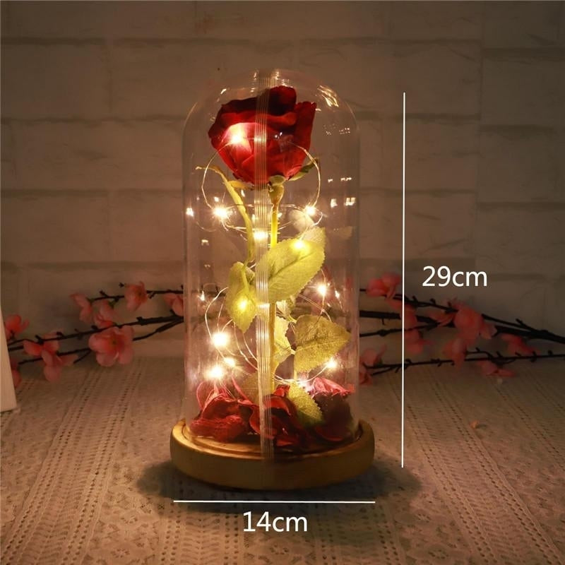Red Forever Rose Glowing Flower Immortal Fresh Rose in Glass Mothers day Decoration Toys Image 4