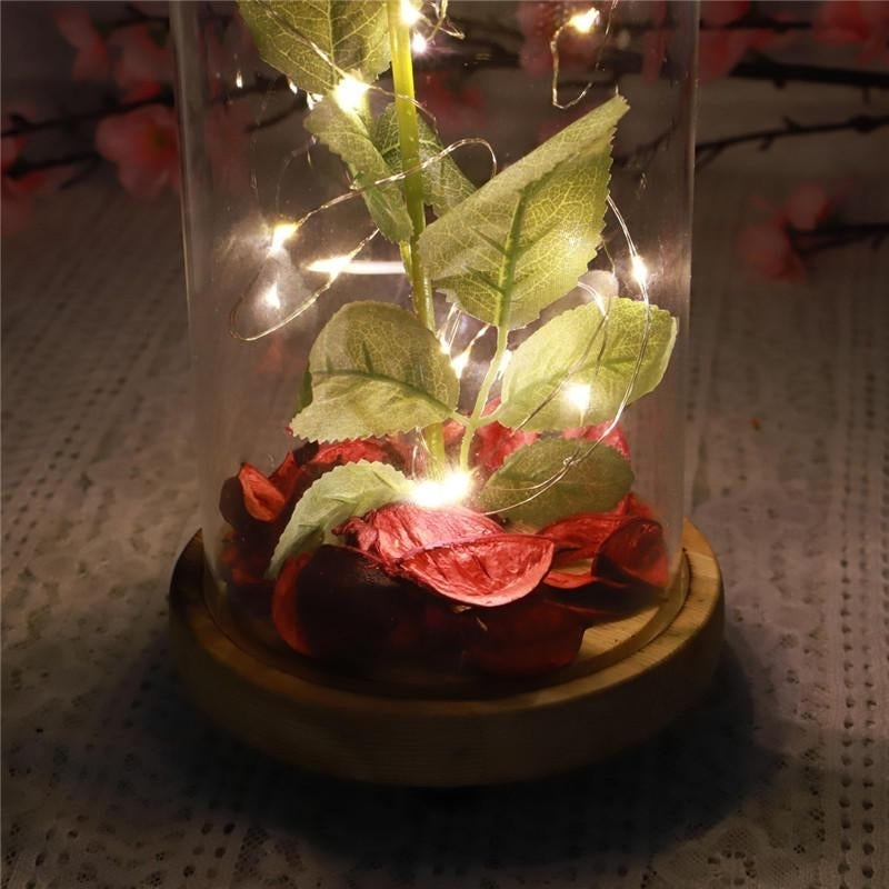 Red Forever Rose Glowing Flower Immortal Fresh Rose in Glass Mothers day Decoration Toys Image 6