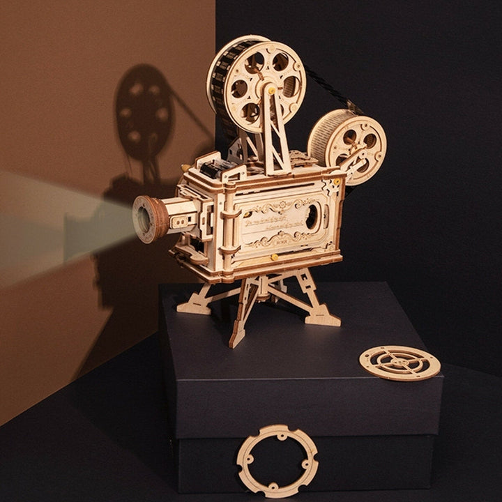 Retro Projector Three-dimensional Puzzle Wooden Educational Toys Decompression Assembled Robot Model Indoor Toys Image 3