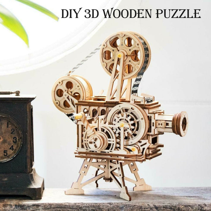 Retro Projector Three-dimensional Puzzle Wooden Educational Toys Decompression Assembled Robot Model Indoor Toys Image 4