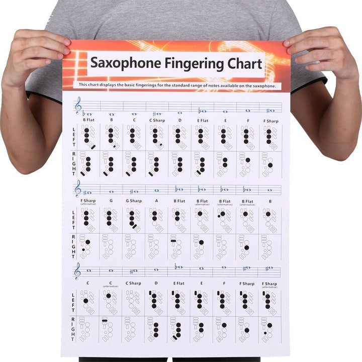 Saxophone Fingering Chart Durable Coated Paper Music Chords Poster for Teachers Students Supplies Image 1