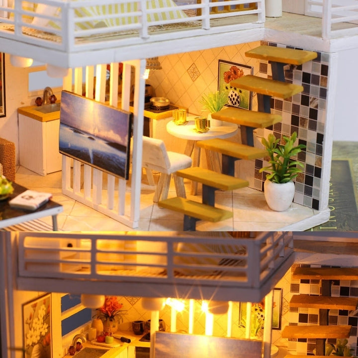 Simple And Elegan DIY Doll House With Furniture Light Cover Gift Toy Image 8