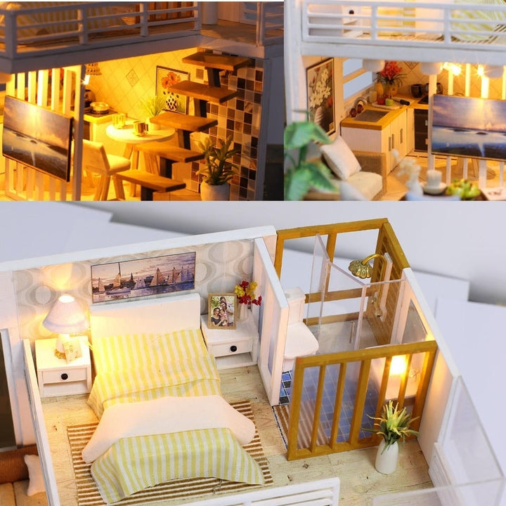 Simple And Elegan DIY Doll House With Furniture Light Cover Gift Toy Image 9