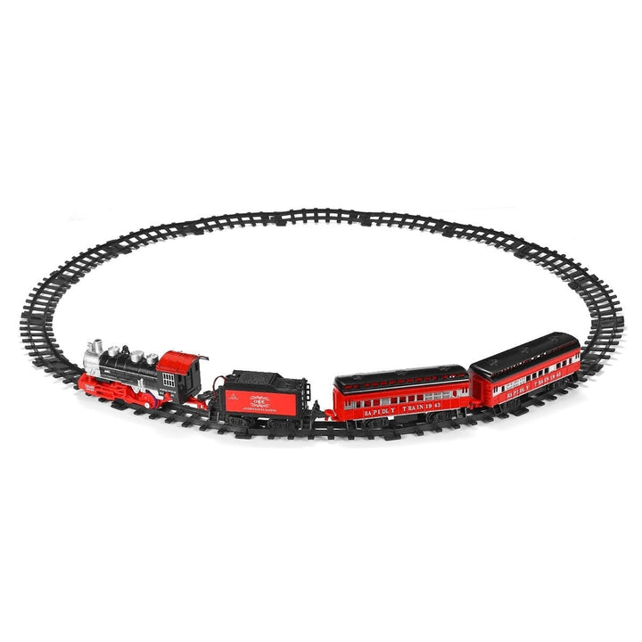 Smoke Light Simulation Sound Effect Classical Steam Train Assembled Electric Rail Car Track Toys Image 2