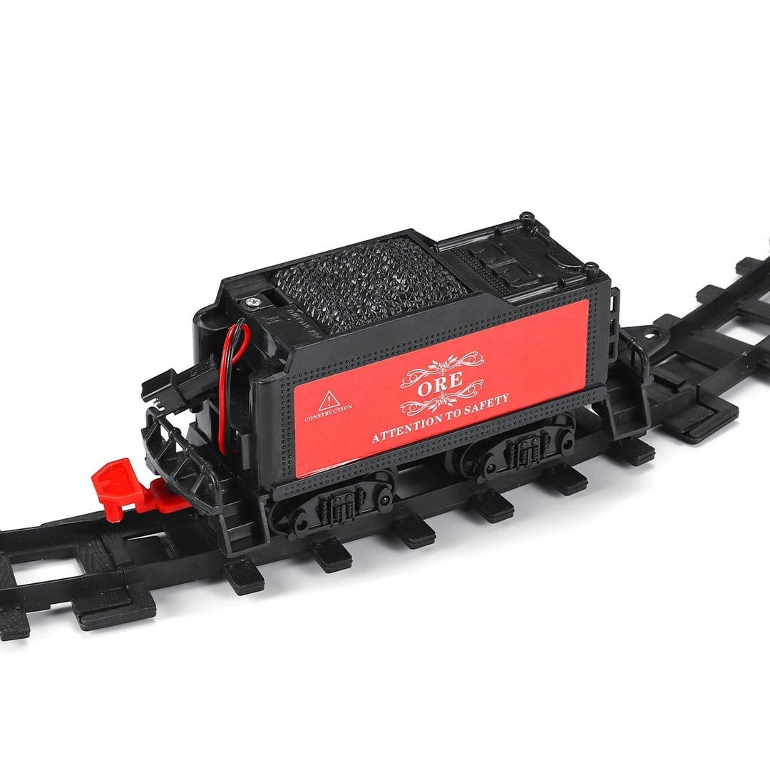 Smoke Light Simulation Sound Effect Classical Steam Train Assembled Electric Rail Car Track Toys Image 6