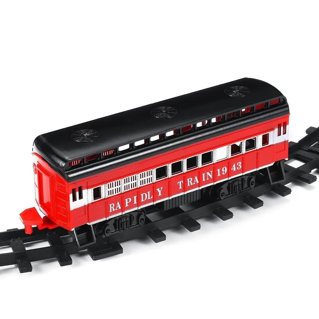Smoke Light Simulation Sound Effect Classical Steam Train Assembled Electric Rail Car Track Toys Image 7