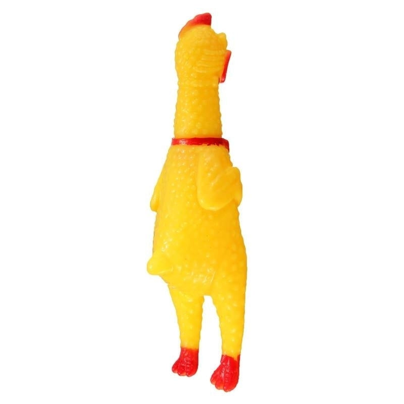 Squeeze Yellow Screaming Rubber Chicken Pet DogToy Squeaker Stress Relievers Gift Image 1