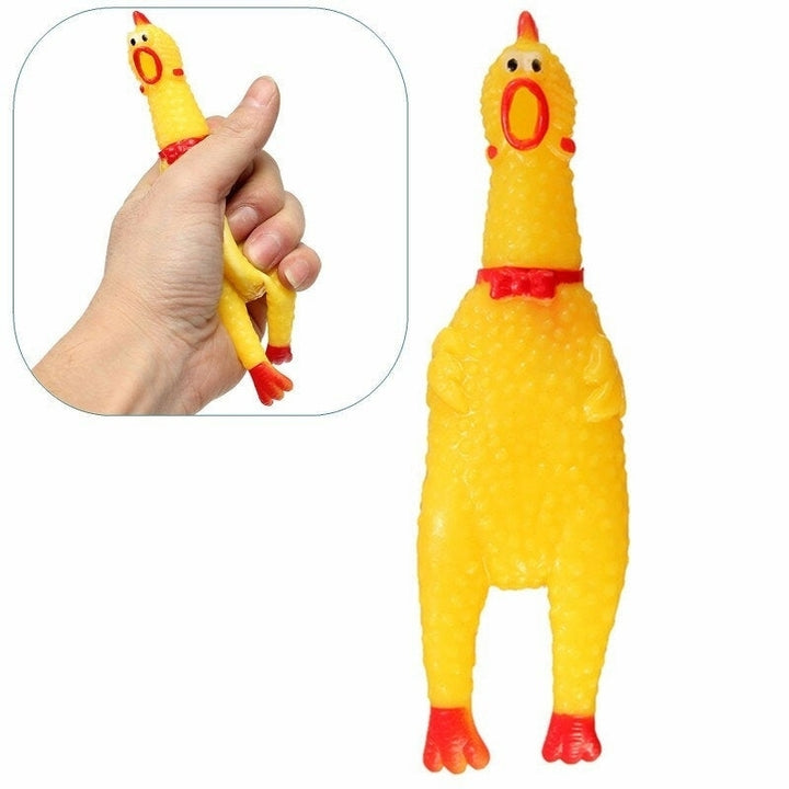 Squeeze Yellow Screaming Rubber Chicken Pet DogToy Squeaker Stress Relievers Gift Image 4