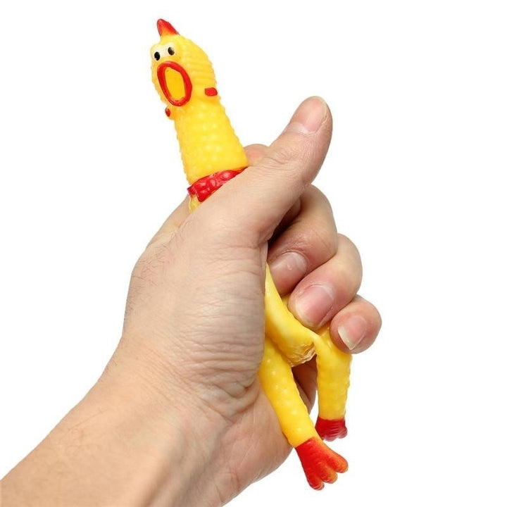 Squeeze Yellow Screaming Rubber Chicken Pet DogToy Squeaker Stress Relievers Gift Image 6