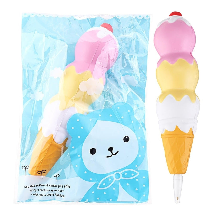 Squishies Pen Cap Ice Cream Cone Squishy Slow Rising Jumbo With Pen Stress Relief Toys Student Office Gift Image 1