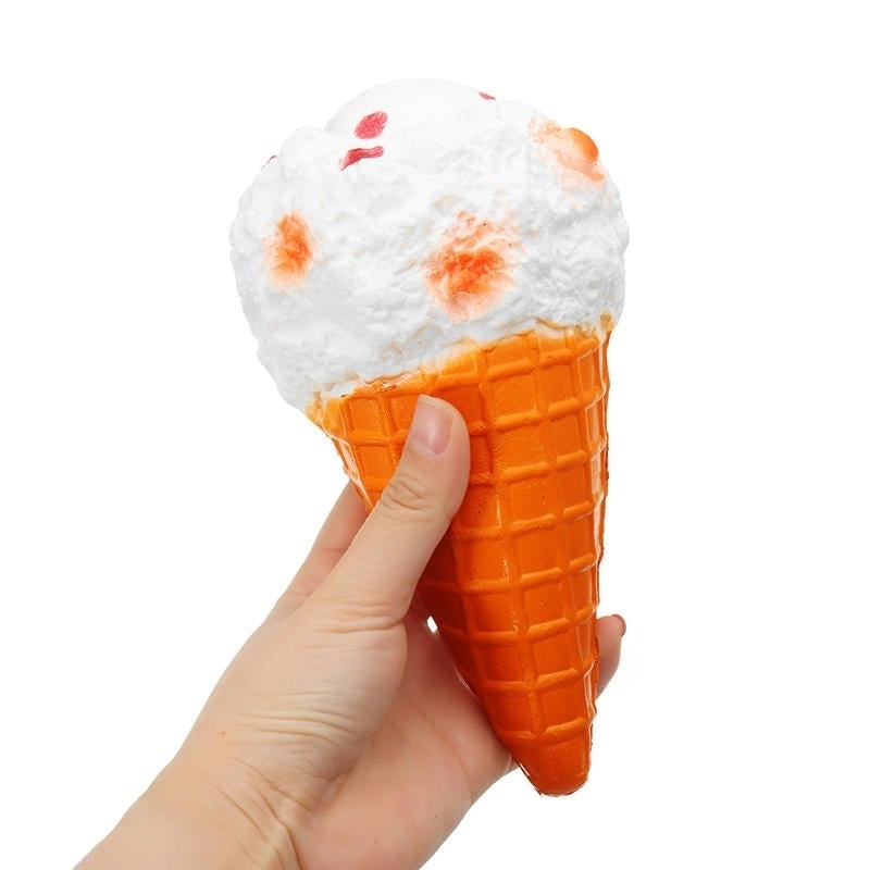 Squishy Jumbo Ice Cream Cone 19cm Slow Rising White Collection Gift Decor Toy Image 1