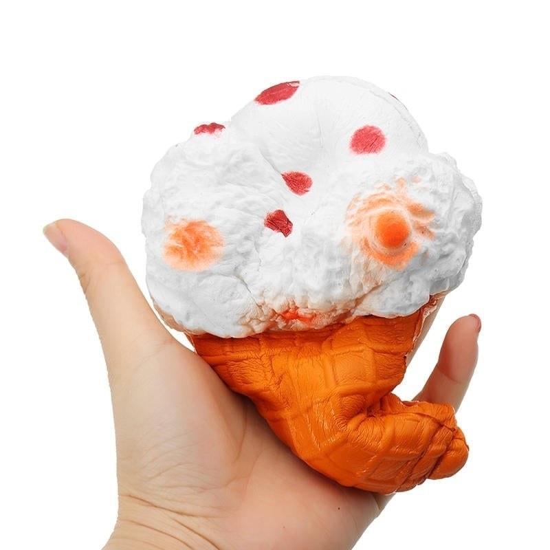Squishy Jumbo Ice Cream Cone 19cm Slow Rising White Collection Gift Decor Toy Image 7