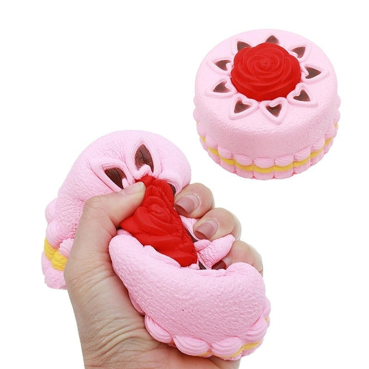 Squishy Rose Cake 12cm Novelty Stress Squeeze Slow Rising Squeeze Collection Cure Toy Gift Image 1