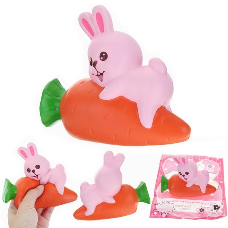 Squishy Rabbit Bunny Holding Carrot 13cm Slow Rising With Packaging Collection Gift Decor Toy Image 1