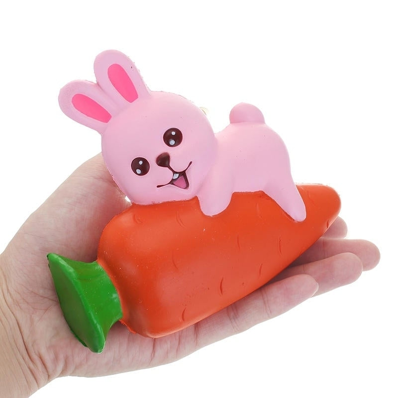 Squishy Rabbit Bunny Holding Carrot 13cm Slow Rising With Packaging Collection Gift Decor Toy Image 2