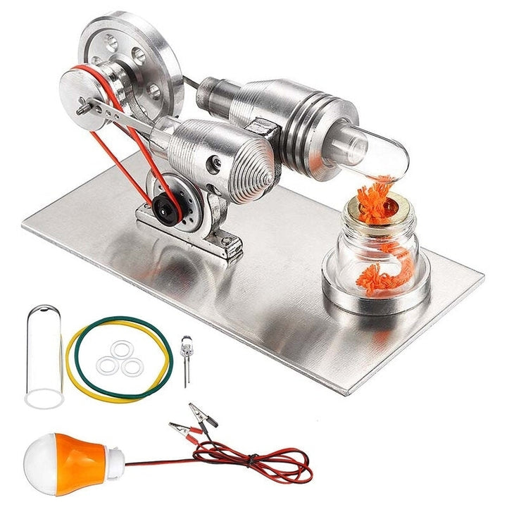 Stainless Mini Hot Air Stirling Engine Motor Model Educational Toy Kit Image 1