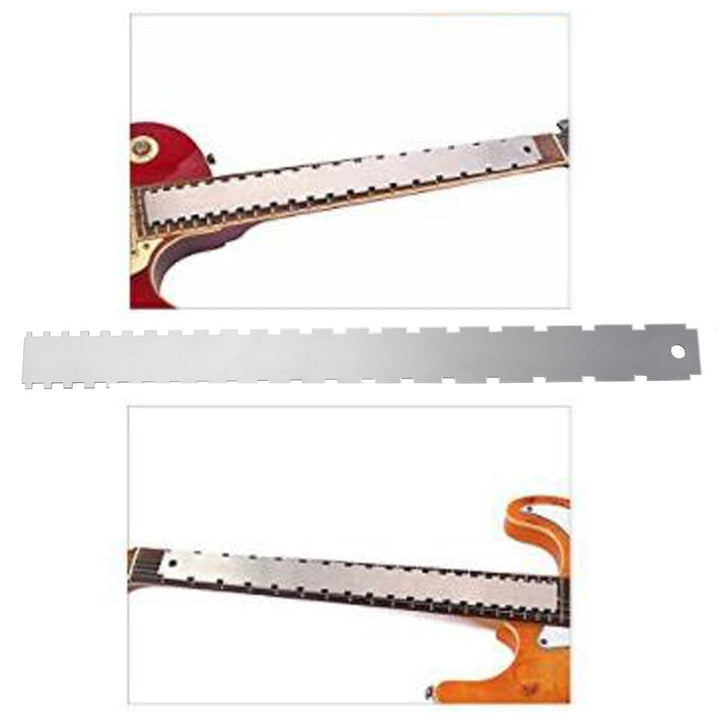 Stainless Steel Electric Guitar Neck Notched Fingerboard Ruler Repair Tool Image 1