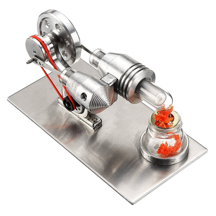 Stainless Mini Hot Air Stirling Engine Motor Model Educational Toy Kit Image 4
