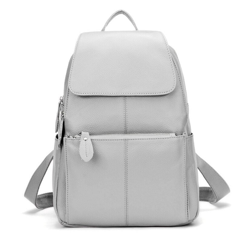 Soft Genuine Leather Large Women Backpack fine A+ Ladies Daily Casual Travel Bag Knapsack Schoolbag Book Image 1