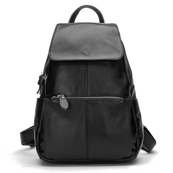 Soft Genuine Leather Large Women Backpack fine A+ Ladies Daily Casual Travel Bag Knapsack Schoolbag Book Image 9