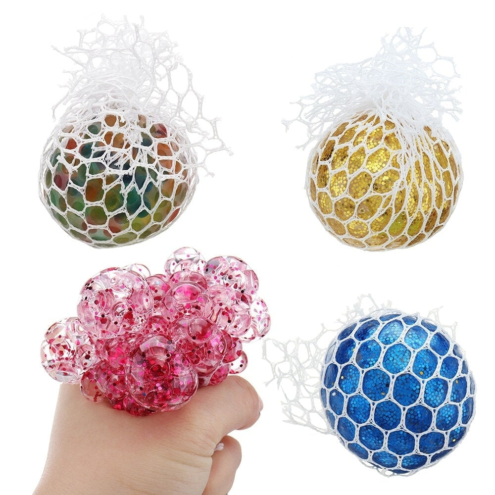 Squishy MultiColor Mesh Stress Relief Toy Ball Squeeze Stressball Party Bag Image 2