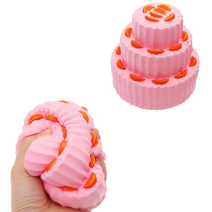 Three Layer Orange Cake Squishy 11cm Slow Rising Anti Stress Collection Gift Soft Toy Image 1