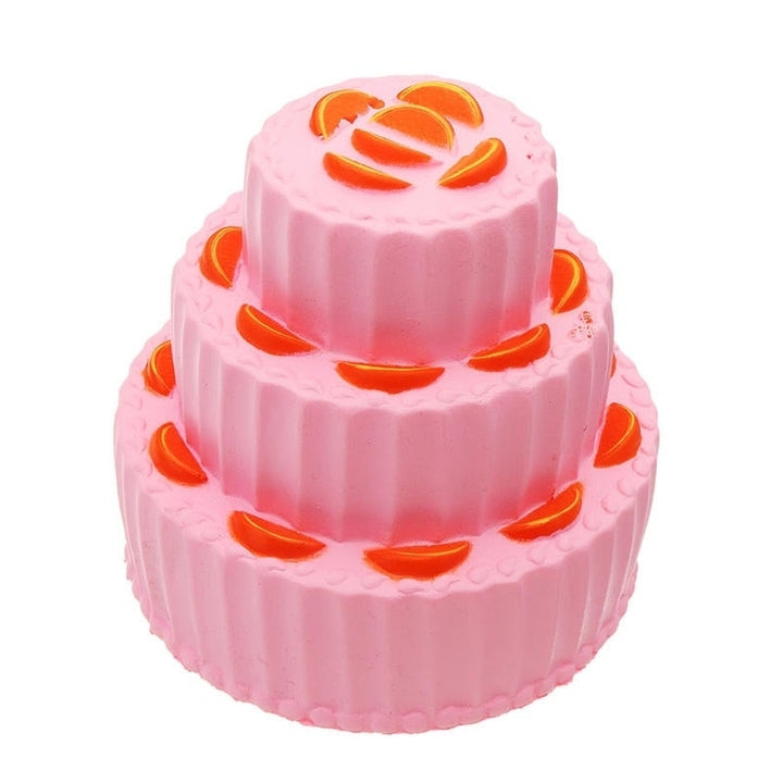 Three Layer Orange Cake Squishy 11cm Slow Rising Anti Stress Collection Gift Soft Toy Image 2