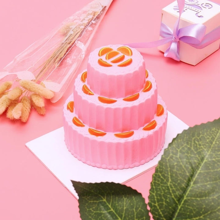 Three Layer Orange Cake Squishy 11cm Slow Rising Anti Stress Collection Gift Soft Toy Image 9