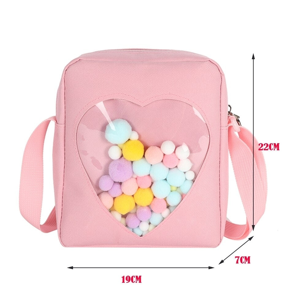 Transparent Love Solid Color Crossbody Bag Ladies Casual Small Oxford Cloth Shoulder Bags Women Fashion Mobile Phone Image 3