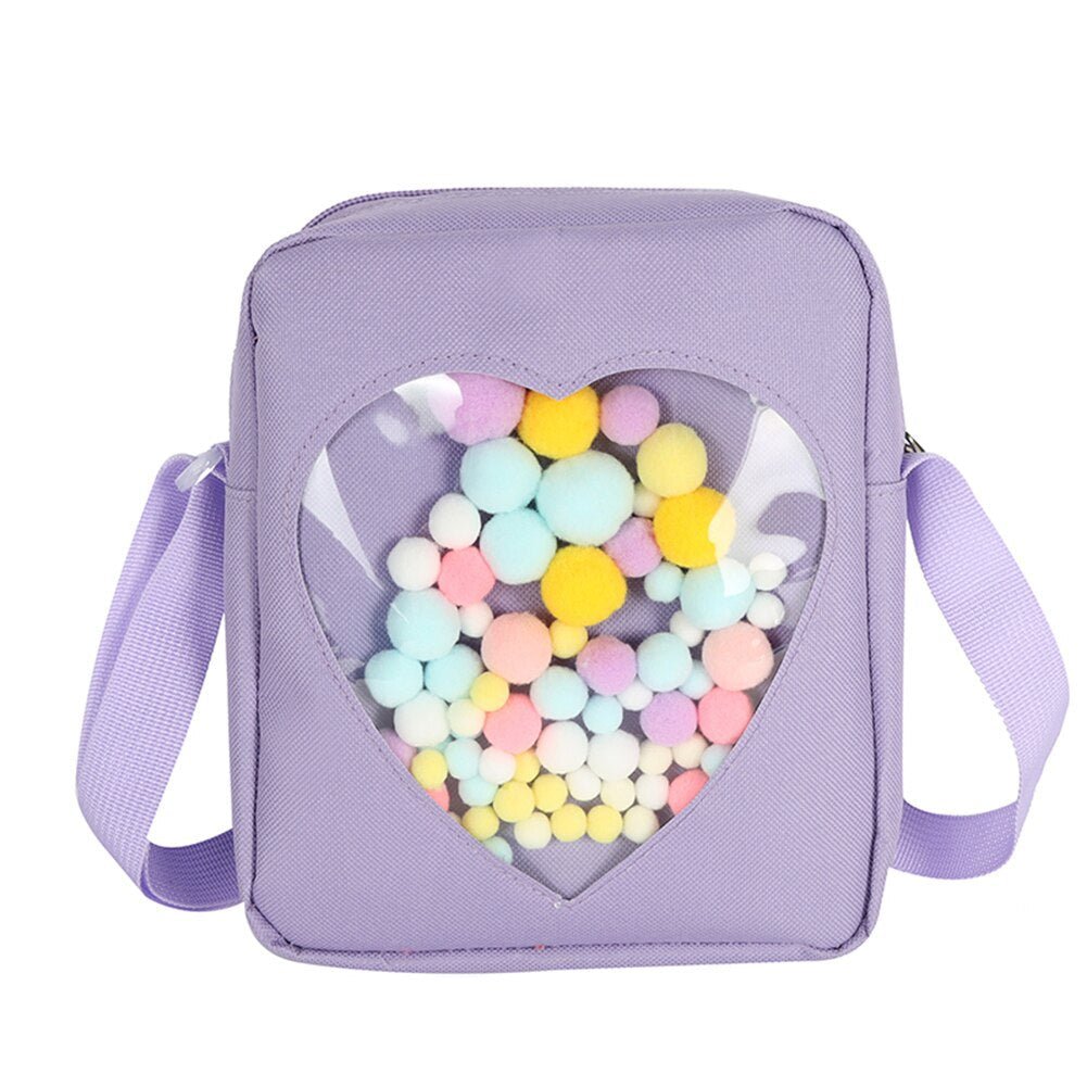 Transparent Love Solid Color Crossbody Bag Ladies Casual Small Oxford Cloth Shoulder Bags Women Fashion Mobile Phone Image 1