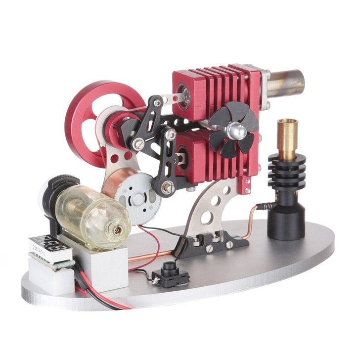 Type Double Cylinder Butane Stirling Engine LED Generator Model with Double Piston Rocker Arm Linkage Image 4