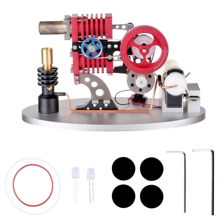 Type Double Cylinder Butane Stirling Engine LED Generator Model with Double Piston Rocker Arm Linkage Image 7