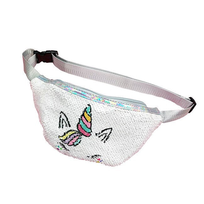 Unicorn Sequins Girls Belt Waist Pack Fanny Girls Belt Mermaid Sport Bag Cartoon For Girl Image 2