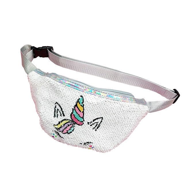 Unicorn Sequins Girls Belt Waist Pack Fanny Girls Belt Mermaid Sport Bag Cartoon For Girl Image 1