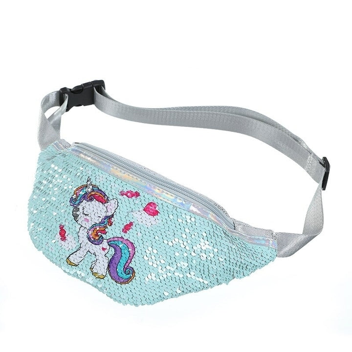 Unicorn Sequins Girls Belt Waist Pack Fanny Girls Belt Mermaid Sport Bag Cartoon For Girl Image 4