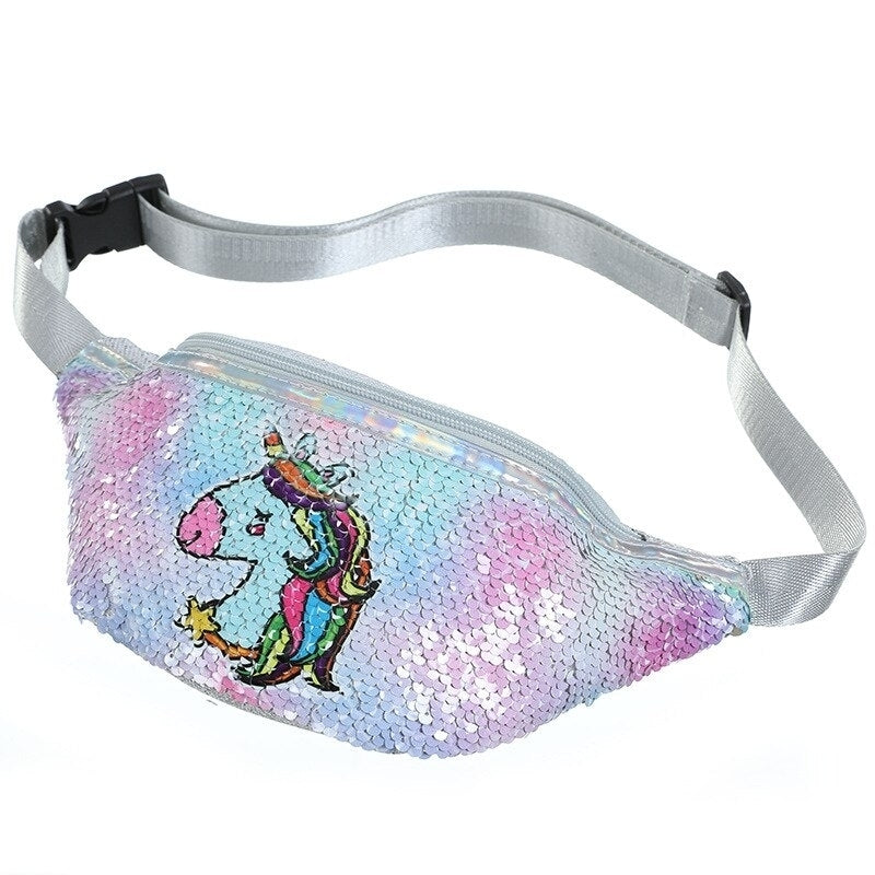 Unicorn Sequins Girls Belt Waist Pack Fanny Girls Belt Mermaid Sport Bag Cartoon For Girl Image 7