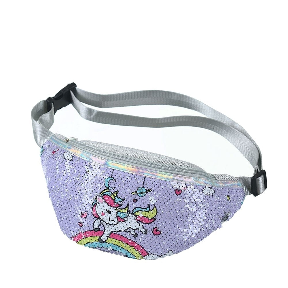 Unicorn Sequins Girls Belt Waist Pack Fanny Girls Belt Mermaid Sport Bag Cartoon For Girl Image 8