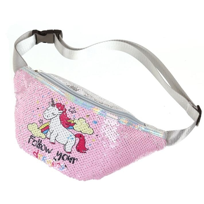 Unicorn Sequins Girls Belt Waist Pack Fanny Girls Belt Mermaid Sport Bag Cartoon For Girl Image 9