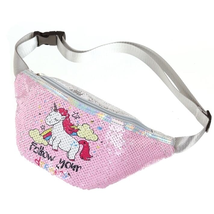 Unicorn Sequins Girls Belt Waist Pack Fanny Girls Belt Mermaid Sport Bag Cartoon For Girl Image 1