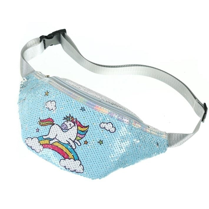 Unicorn Sequins Girls Belt Waist Pack Fanny Girls Belt Mermaid Sport Bag Cartoon For Girl Image 11