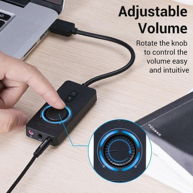 USB External Sound Card to 3.5mm Audio Adapter to Earphone Microphone 0.15m0.5m1m Image 4