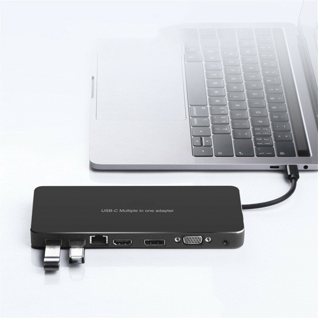USB-C HUB Docking Station Adapter With USB-C PD Power Delivery USB-C U Disk Gigabit Ethernet 3.5mm Audio Port Image 3